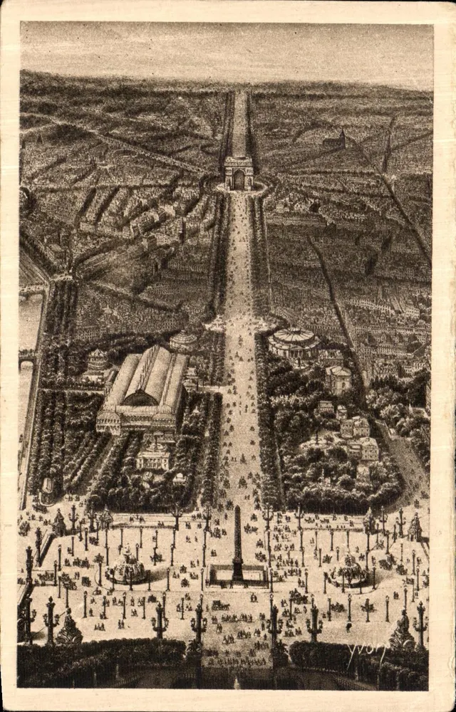Paris — Perspective sur l'Avenue des Champs-Élysées — Édition d'Art YVON, Paris - Vorderseite