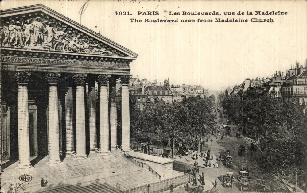 PARIS — Os Boulevards, vistos da Madeleine — Editor: IMPRIMERIE ILLUSTRÉ, n° 4021 - Frente