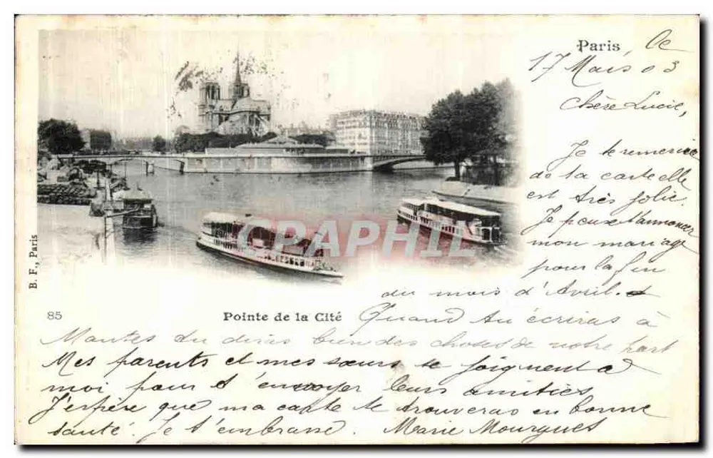 Ponta da Cité — Paris — B.F., Paris, n°85 - Frente
