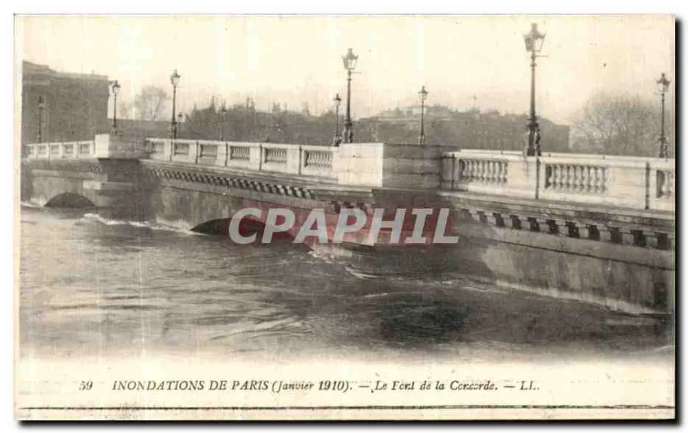 Inundações de Paris (Janeiro 1910) — O Ponte da Concórdia — Série LI, n°59 - Frente