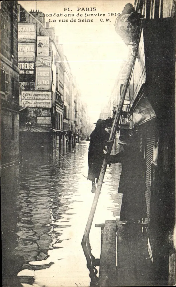 Paris — Überschwemmungen im Januar 1910 — La rue de Seine — C.M. - Vorderseite