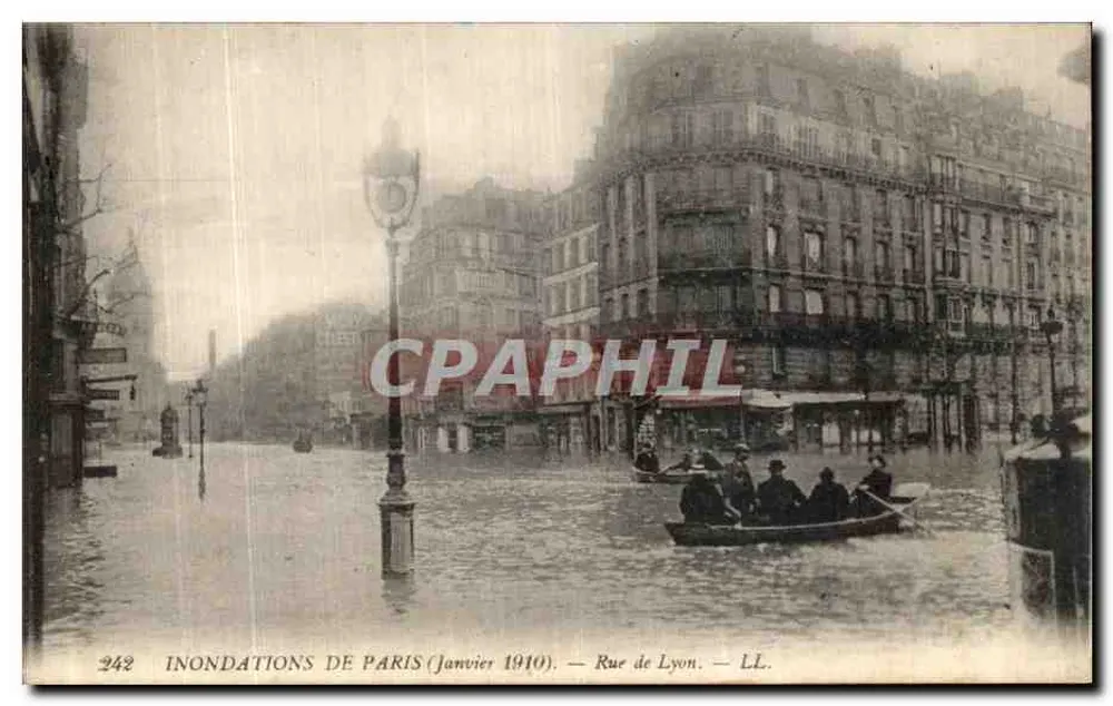 Inundações de Paris — Janeiro 1910 — Rue de Lyon — LL. — N° 242 - Frente
