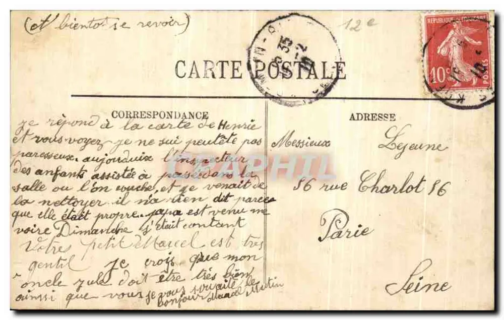 Inundações de Paris — Janeiro 1910 — Rue de Lyon — LL. — N° 242 - Verso