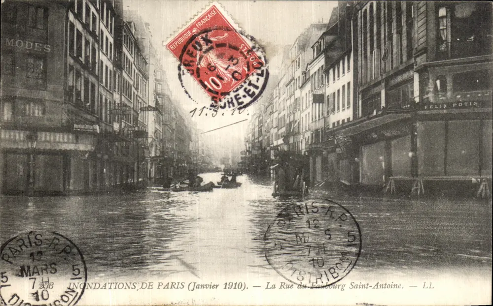 Überschwemmungen in Paris — Rue du Faubourg Saint-Antoine — LL - Vorderseite
