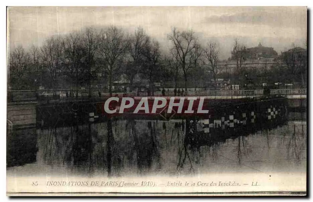 Überschwemmungen in Paris (Januar 1910) — Eingang zur Gare des Invalides — LL. - Vorderseite