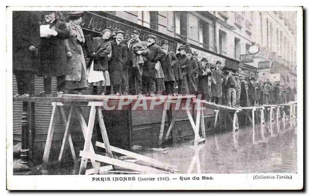 Paris inundado (janeiro de 1910) — Rue du Bac — Coleção Tarida - Frente