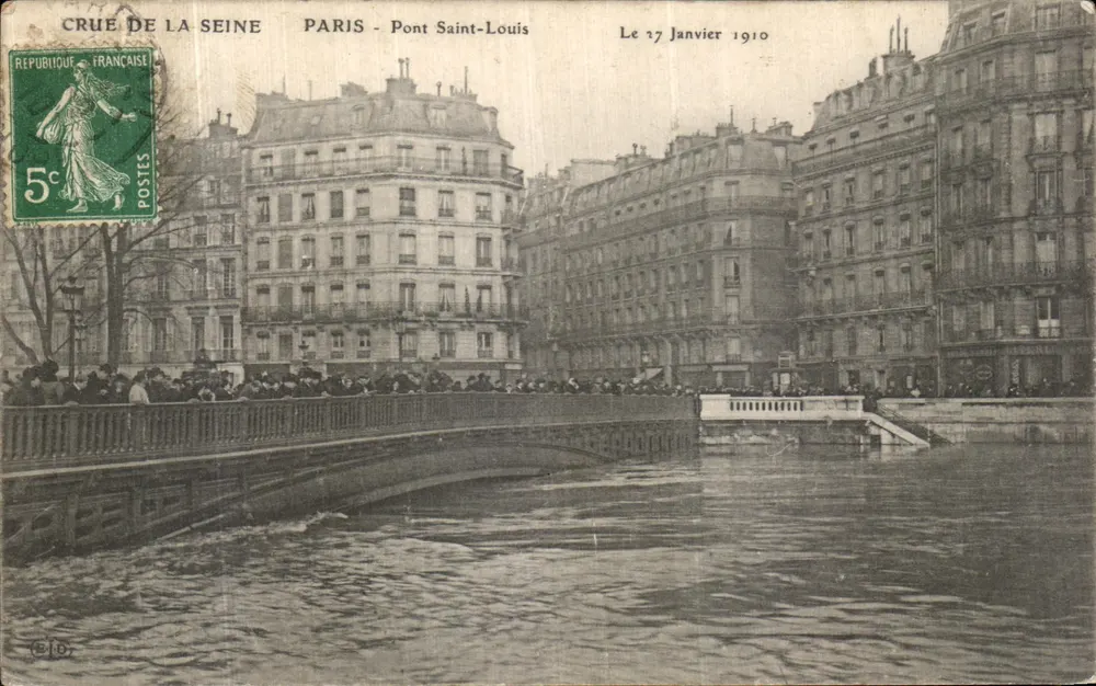 Überschwemmung der Seine — Paris - Pont Saint-Louis — Verleger B.I.D. - Vorderseite