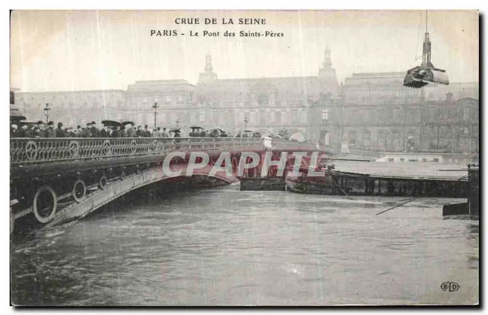 Cheia do rio Sena — Paris - O Ponte dos Santos-Péres — Editor BLD - Frente