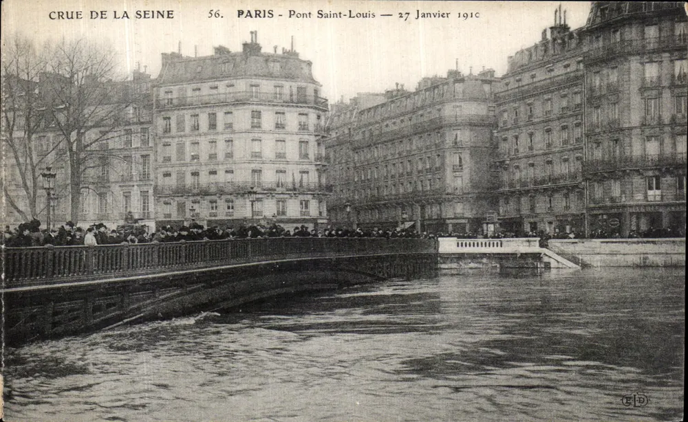 Cheia do rio Sena — Paris - Ponte Saint-Louis — 27 de janeiro de 1910 - Frente