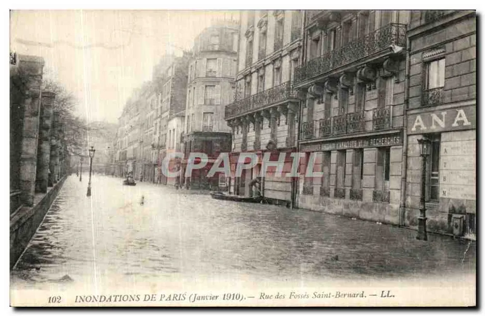 Überschwemmungen in Paris — Januar 1910 — Rue des Fossés Saint-Bernard — LL. - Vorderseite