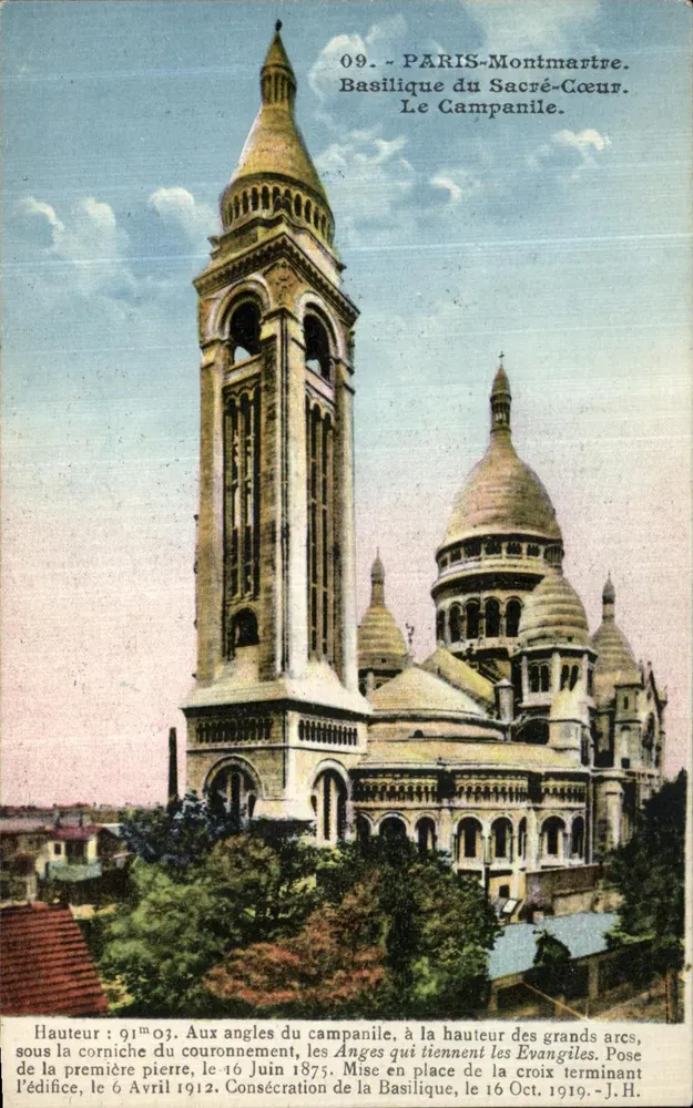 Paris-Montmartre — Basilika des Sacré-Cœur. Der Glockenturm — A. Vagne, Phot. Verlag, Paris - Vorderseite