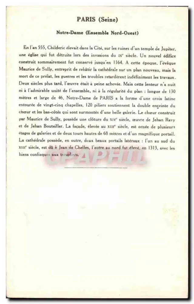 Paris (Senha) — Catedral de Notre-Dame (Conjunto Noroeste) — Coleção da Kolarsine e da Solução Pautaubege, 4ª Série - Verso