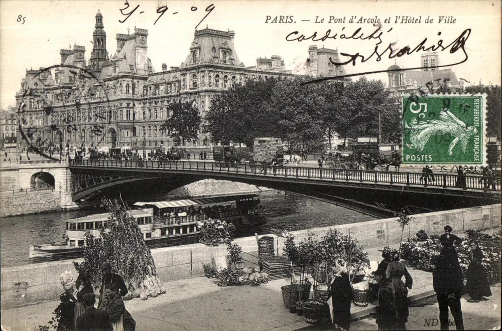 Paris — Der Pont d'Arcole und das Rathaus — Postkarte Cardiâlès - Vorderseite