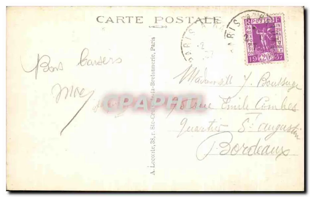 Paris - Das Palais du Luxembourg und die Gärten — A.L. n° 405 - Rückseite
