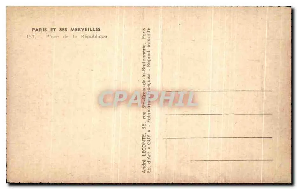 Place de la République — vista panorámica con fuente y tranvías — editor André GUY - Reverso