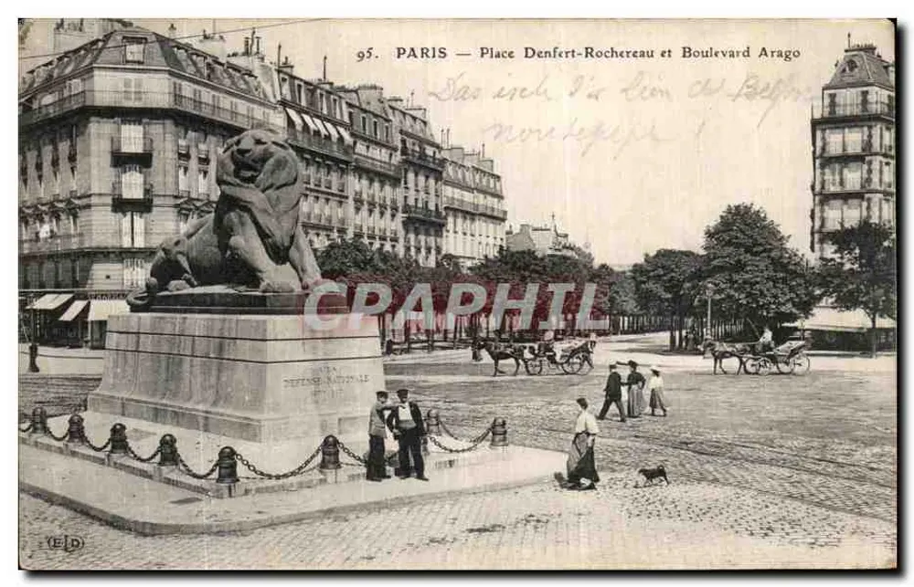 Paris — Place Denfert-Rochereau und Boulevard Arago — Denkmal der Nationalen Verteidigung - Vorderseite
