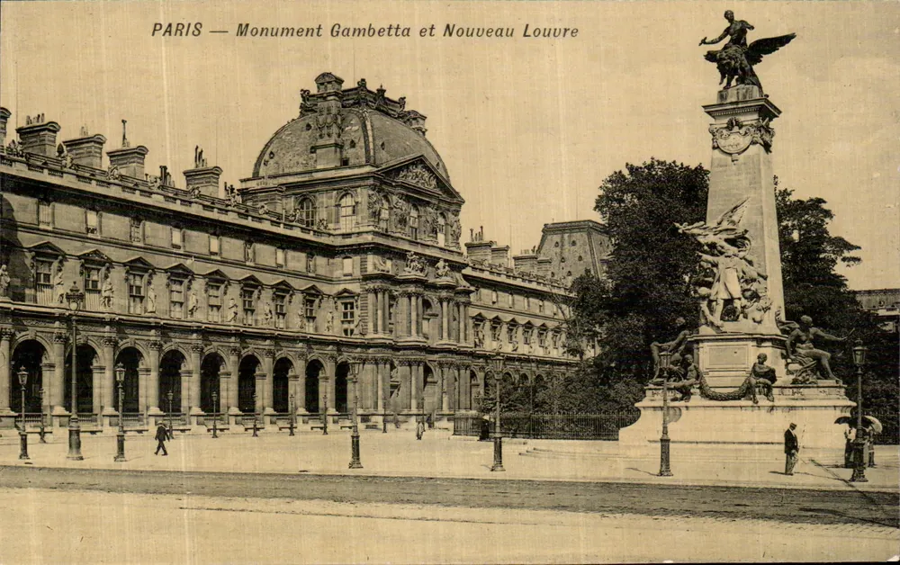 Paris — Denkmal Gambetta und Neues Louvre — Verleger unbekannt - Vorderseite