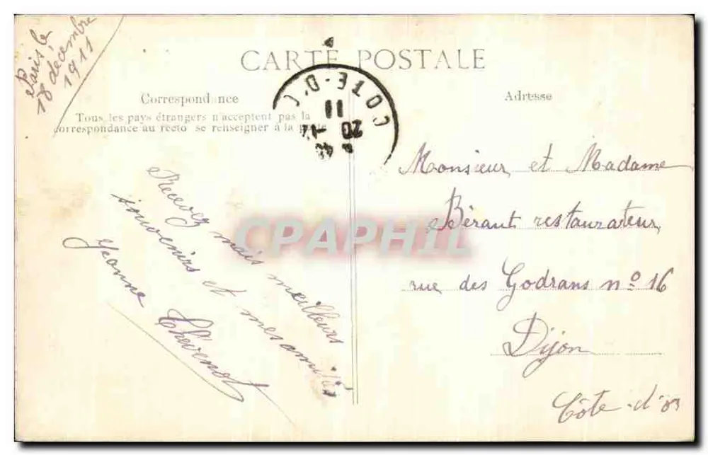 Paris — Praça da Ópera — editor anônimo, n° 4076 - Verso