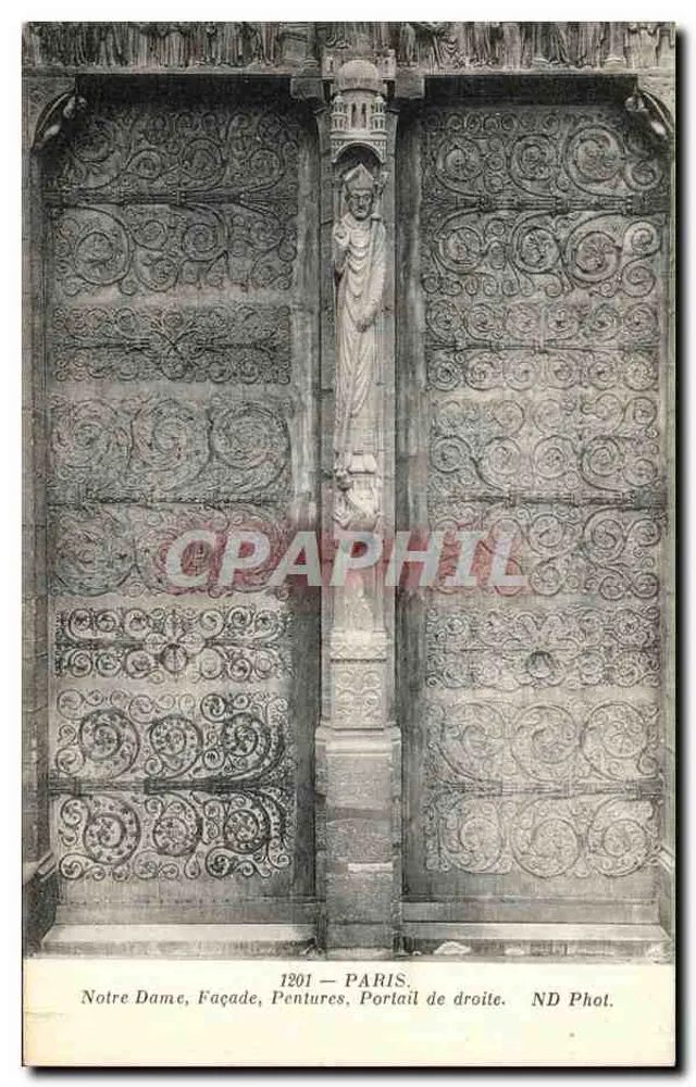 Notre Dame, Fassade, Rechter Portal — Paris — ND Phot. - Vorderseite