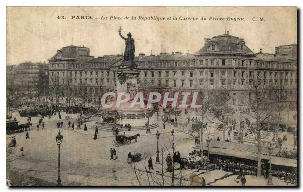 Paris — Place de la République und die Caserne du Prince Eugène — C. M. n°43 - Vorderseite