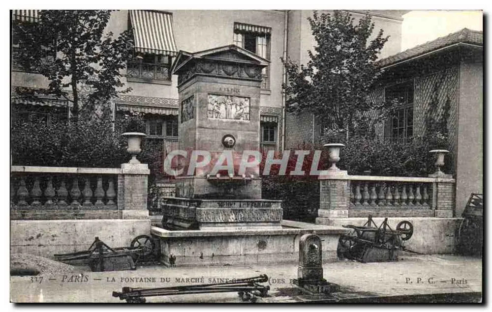 Parigi — La fontana del Mercato Saint-Germain — P. P. G. — Parigi - Recto