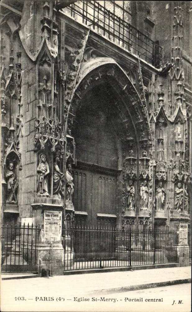 Paris (4e) — Igreja de São Méry — Portal central — J. H. - Frente