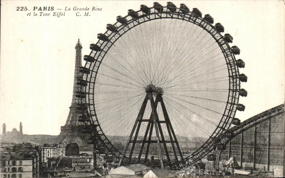 Paris — A Grande Roda e a Torre Eiffel — C.M. n°225 - Frente