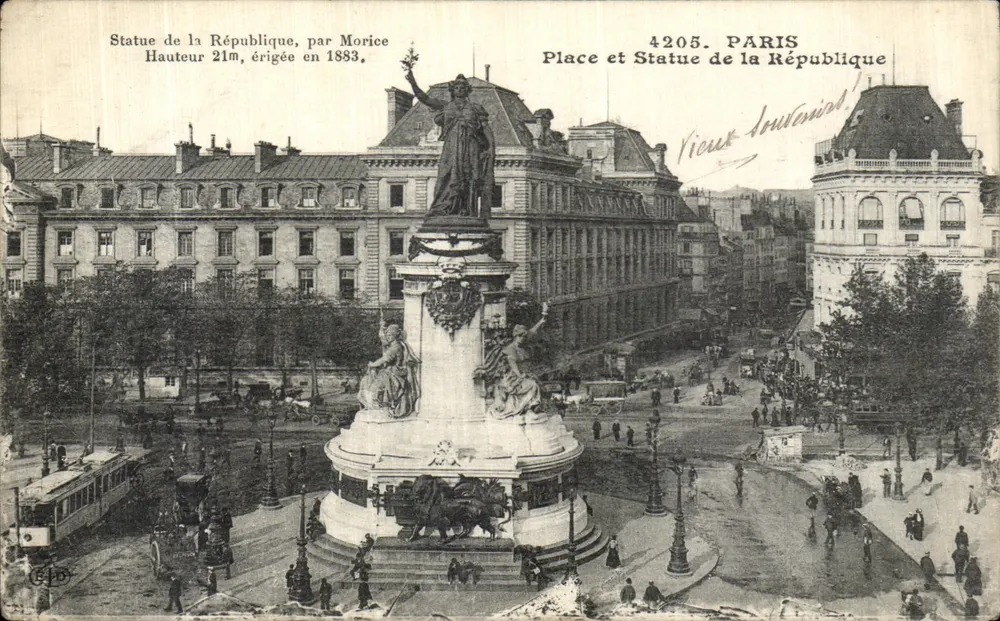 Estátua da República, por Morice — Praça da República, Paris — editor G.P.D., n° 4205 - Frente
