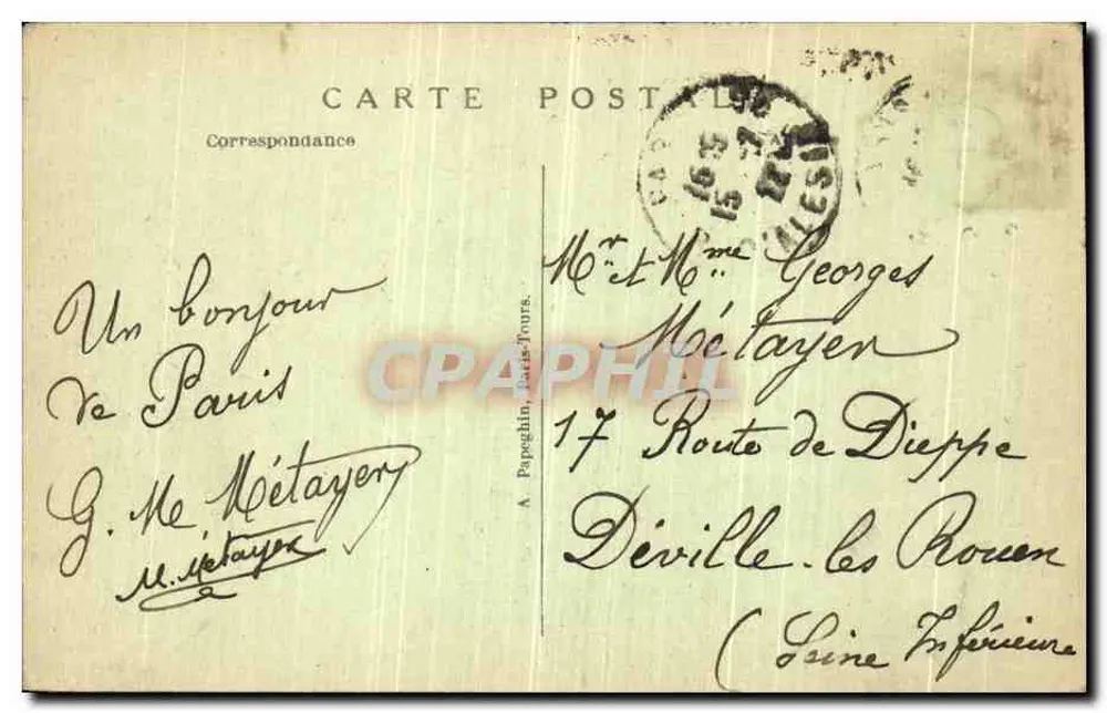 Paris — Die Avenue de l'Opéra aus dem Hôtel du Louvre — A. P. - Rückseite