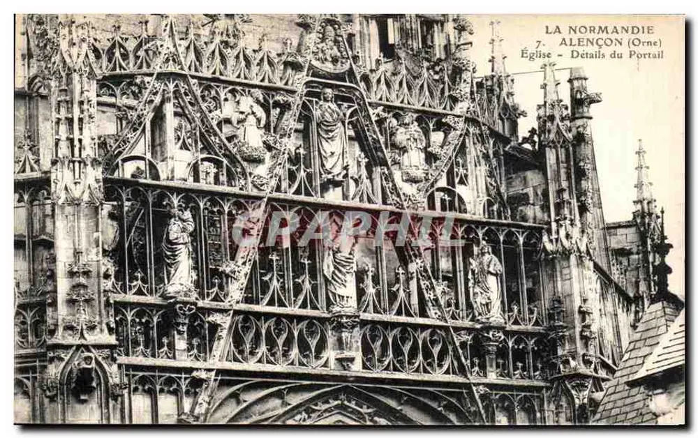 Alençon (Orne) — Details des Portals — Kirche — Verlag: La Normandie, Nr. 7 - Vorderseite