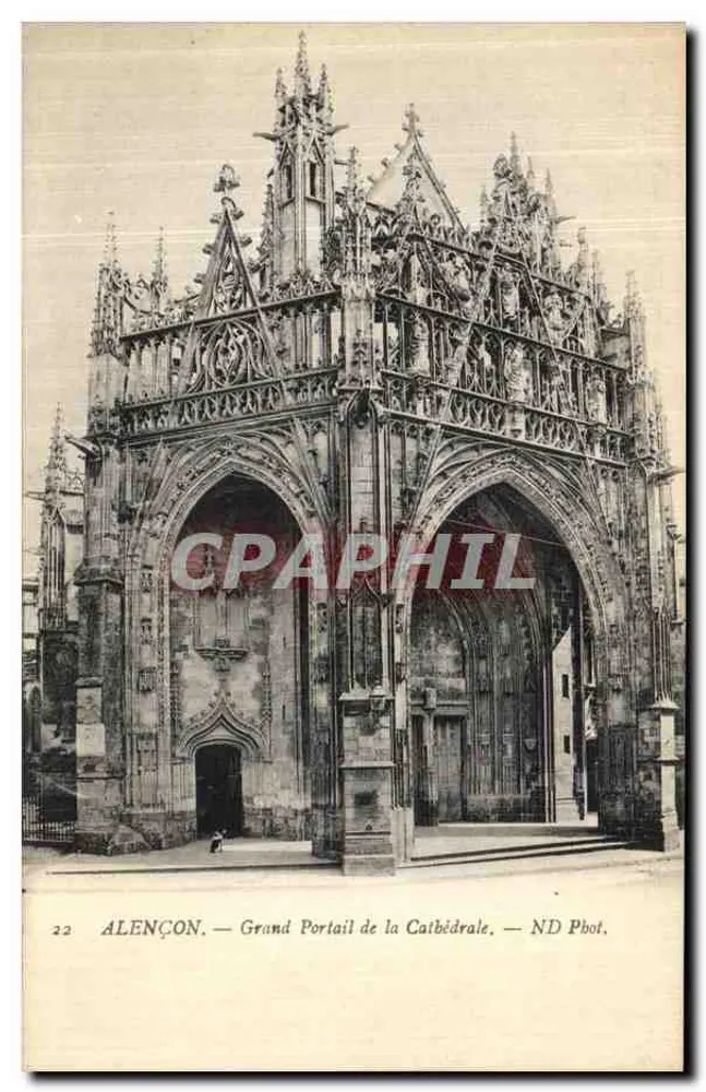 Alençon — Grand Portail da Catedral — ND Pbot. - Frente