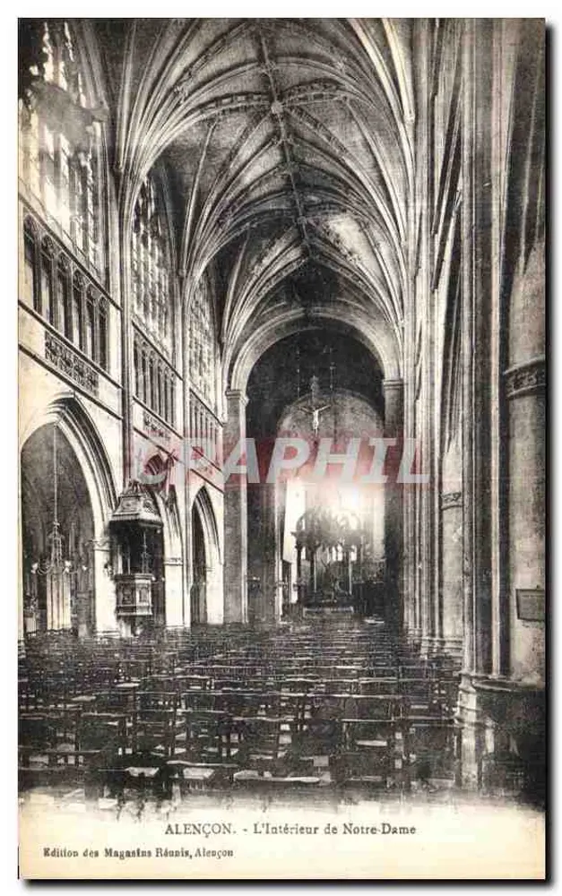 Alençon - O Interior da Notre-Dame — Edição dos Magasins Réunis, Alençon - Frente