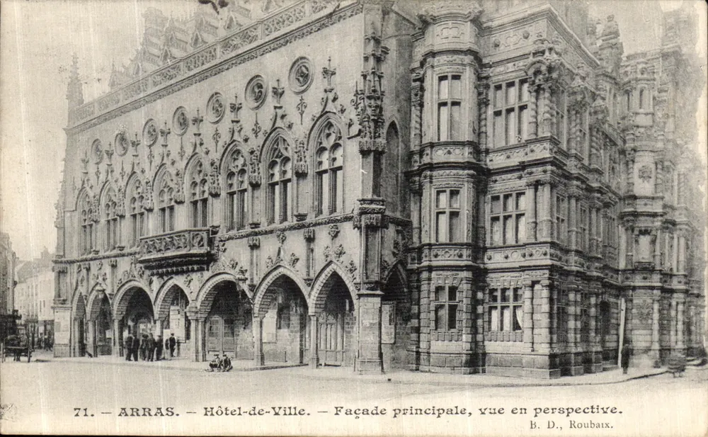 Arras — Rathaus — Hauptfassade, perspektivische Ansicht — B. D., Roubaix, n°71 - Vorderseite