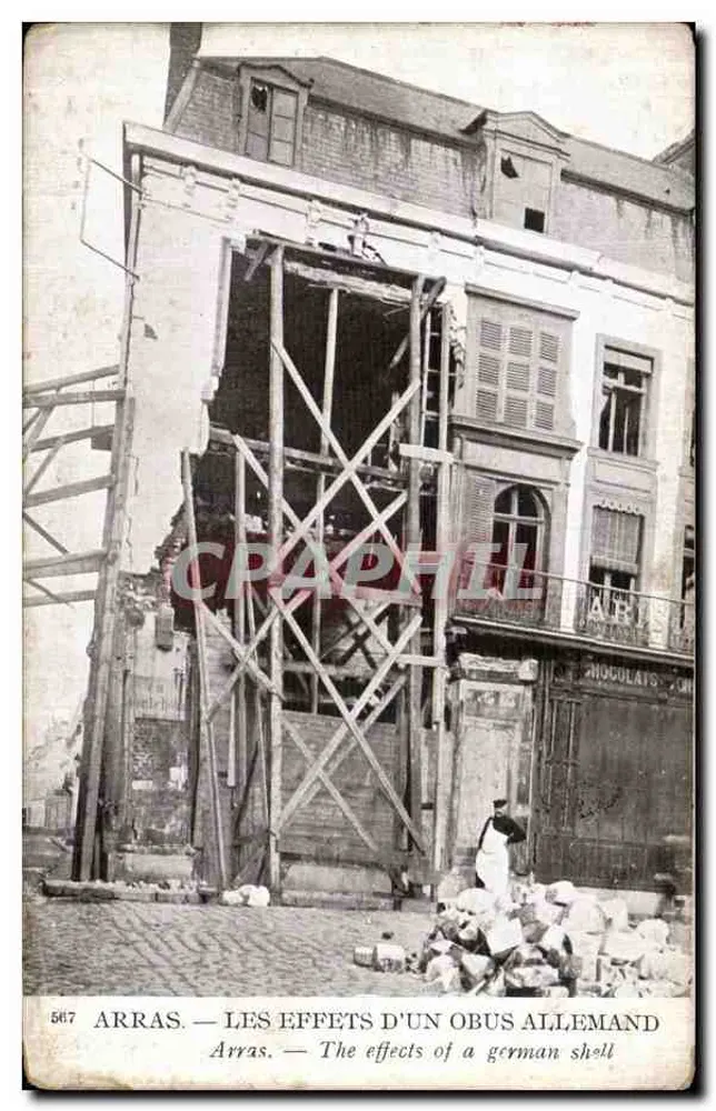 Arras — Auswirkungen einer deutschen Granate — C.P.T. n°567 - Vorderseite