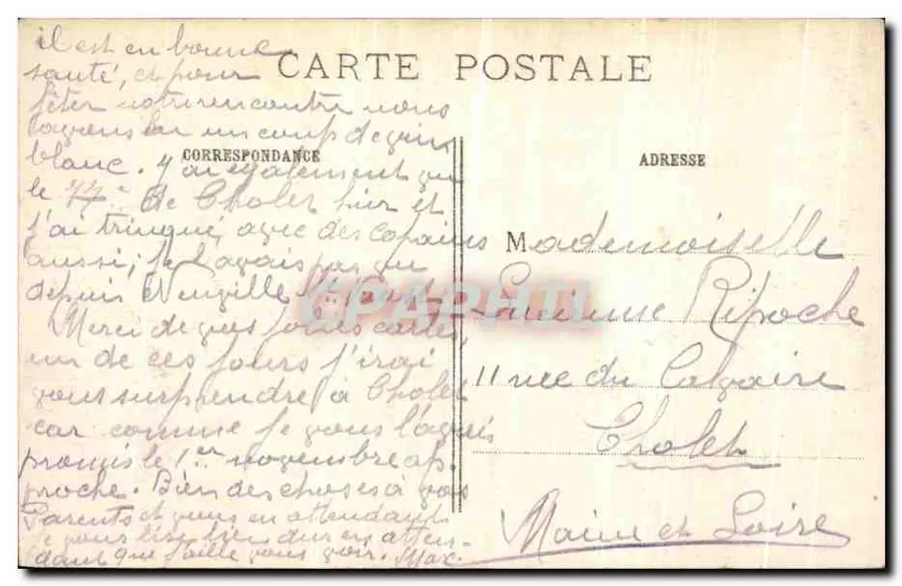 Arras bombardiert — Ruinen des Rathauses — Visé Paris 559, IMP. BAUDINIÈRE, NANTERRE - Rückseite