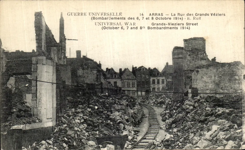 Arras — Rue des Grands Véziers — Bombardements vom 6., 7. und 8. Oktober 1914 — E. Ruff - Vorderseite