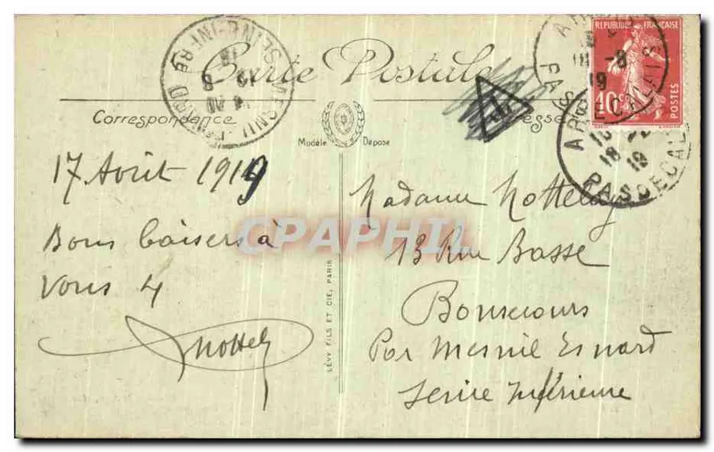 Arras — Rue St-Géry zerstört — Charles Ledieu, Arras - Rückseite