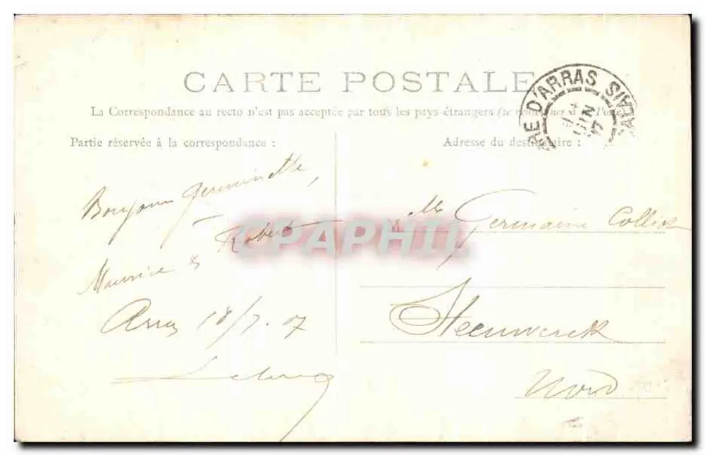Arras — Hotel de Ville (Grande Chambre) — Ed. B., Arras - Verso