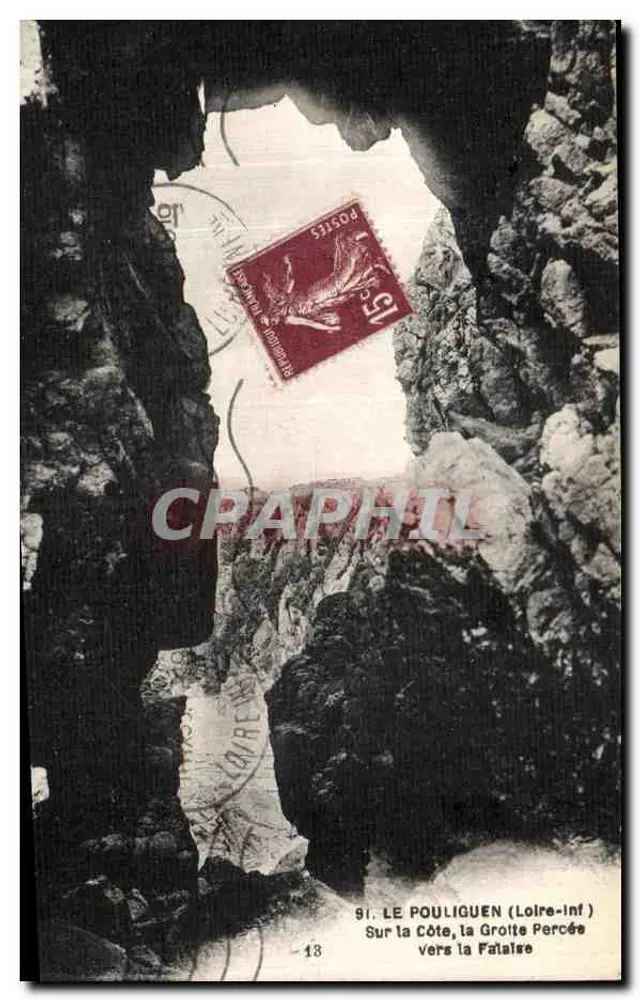 Le Pouliguen (Loire-Inf) — Ansicht der Küste, die Durchgebrochene Höhle in Richtung Fataise — F. Chapeau, Verlag Nantes - Vorderseite