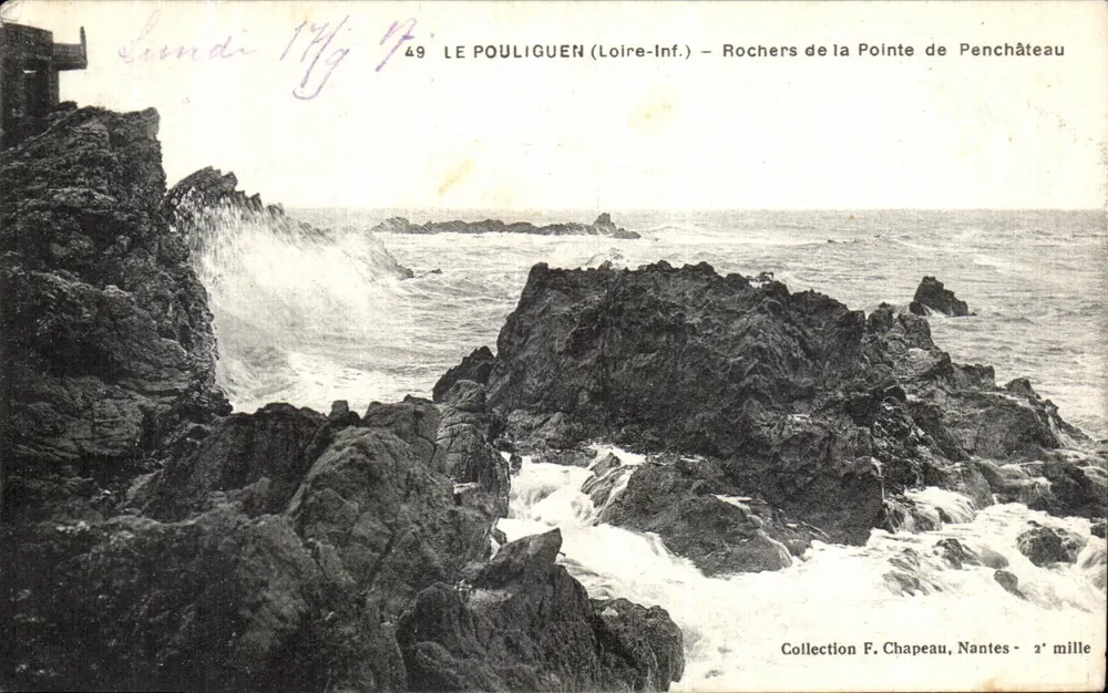 Le Pouliguen (Loire-Inf.) — Felsen der Pointe de Penchâteau — Sammlung F. Chapeau, Nantes - 2e mille - Vorderseite