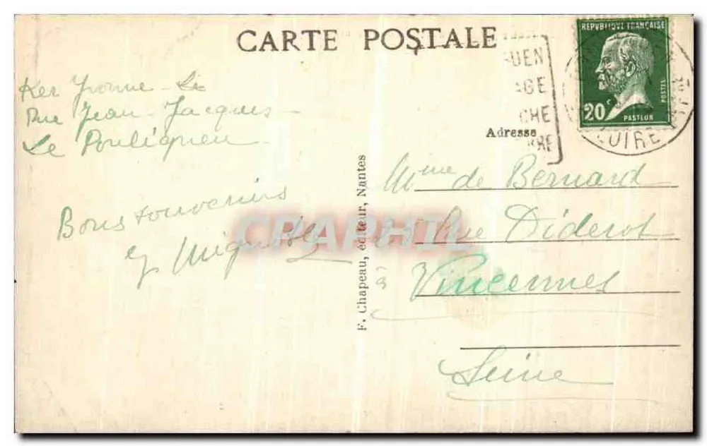 Le Pouliguen (Loire-Inf) — La Côte prise de Pierre-Plate — F. Chapeau, Verlag, Nantes, Nr. 117 - Rückseite