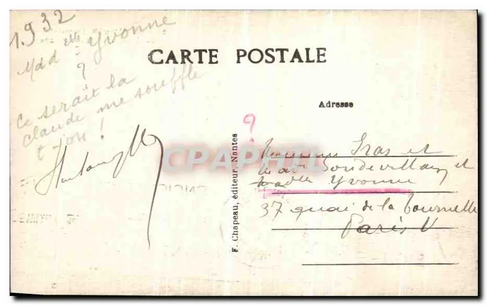 Le Pouliguen (Loire-Inf.) — Ansicht der Küste, die Durchbrochene Felsen — F. Chapeau, Nantes - Rückseite