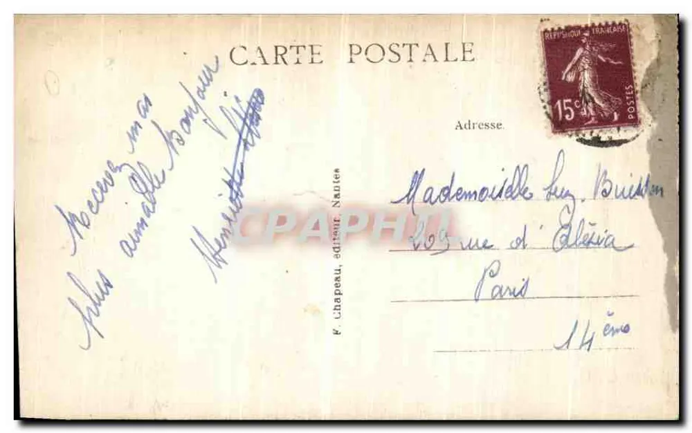 Saint-Brevin-l'Océan — Rocher do Urso — F. Chapeau, Nantes, n°285 - Verso