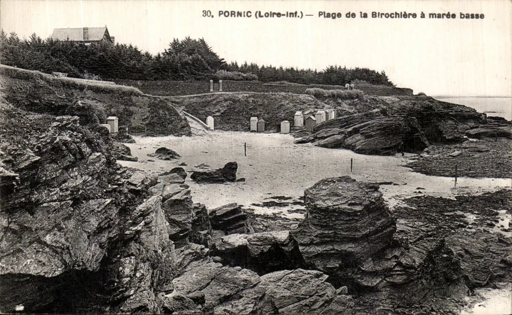 Praia da Birochière com maré baixa — Pornic (Loire-Inf.) — F. Hapeau, editor Nantes - Frente