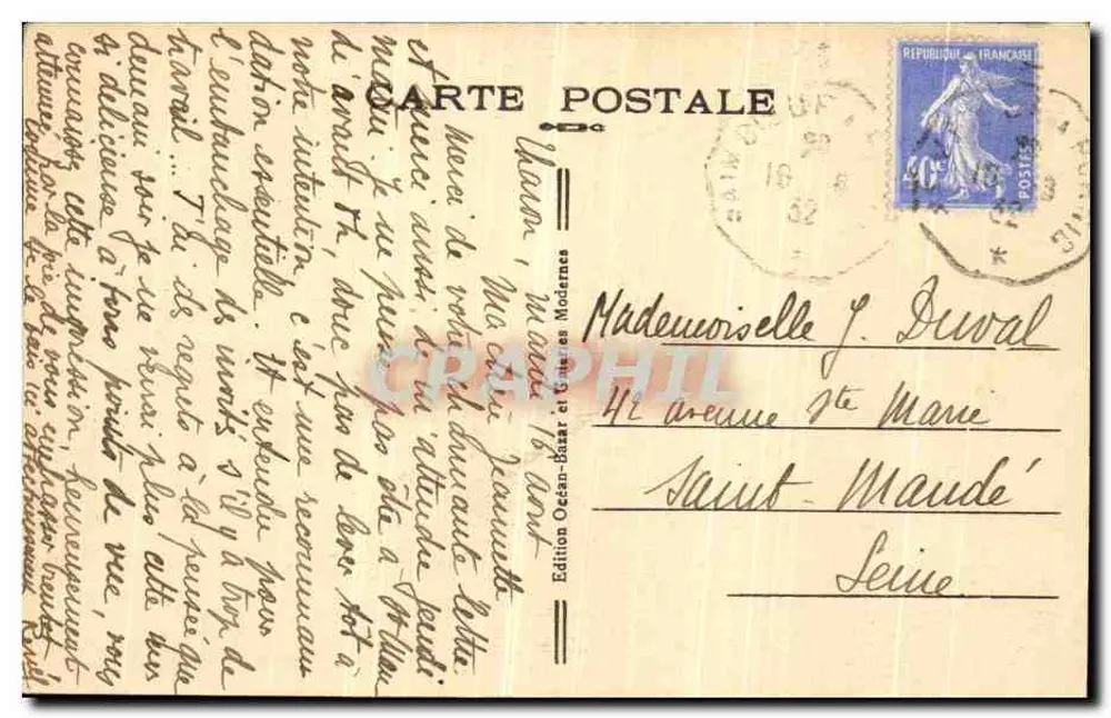 Tharon-Plage (L.I.) — Kiefern und Place de la Duchesse-Anne — Edition Océan-Bazar et Gueires Modernes, n°24 - Rückseite