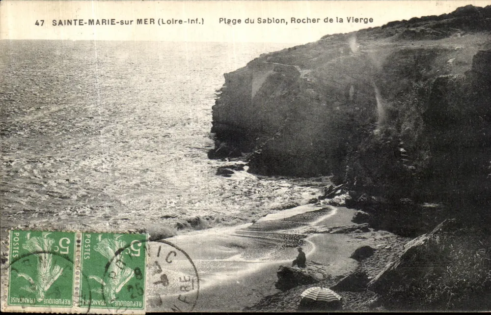 Sainte-Marie-sur-Mer (Loire-Inf.) — Ansicht der Sablon-Strand, Felsen der Jungfrau — unbekannter Verleger, Nr. 47 - Vorderseite