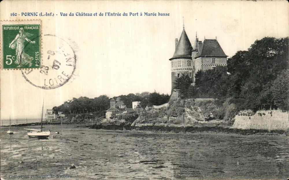Pornic (L.-Inf.) - Ansicht des Schlosses und des Hafeneingangs bei Ebbe - Sammlung Pifforget, St-Nazaire - Vorderseite
