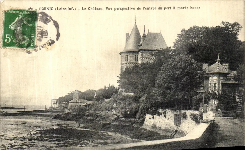 Pornic (Loire-Inf.) — Schloss. Perspektivische Ansicht des Eingangs zum Hafen bei Ebbe — Arland - Vorderseite
