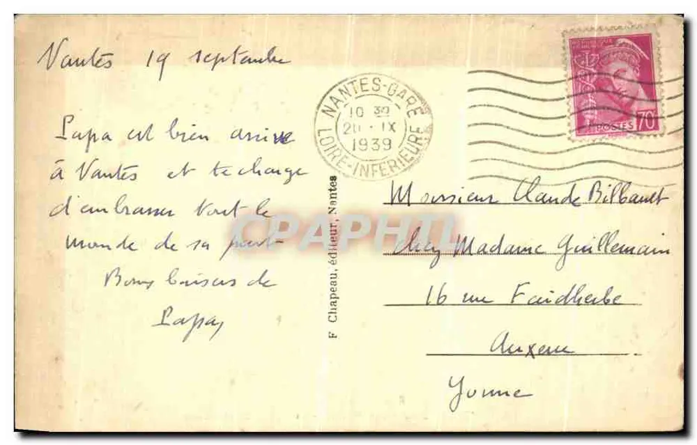 NANTES — Jardin des Plantes — Le Lycée Clemenceau — Verlag F. Chapeau, Nantes, n°30 - Rückseite