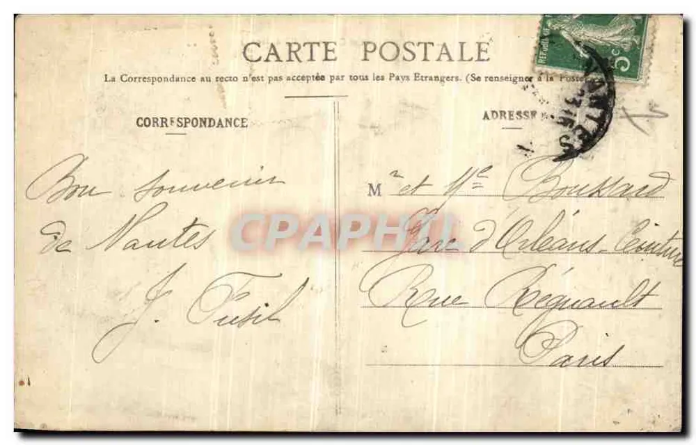 NANTES — O Castelo (Lado Norte) — Coleção F. Chaplau, Nantes, n° 175 - Verso